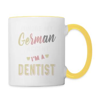 Ignore My German Accent I'm A Dentist Funny Tea - Contrasting Mug - white/yellow - Right