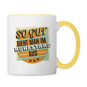 Pension Lustige Sprüche Renten fur Damen Herren - Contrasting Mug - white/yellow - Right