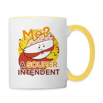 Surintendant drôles de blagues mignonnes - Mug contrasté - blanc/jaune - Droite