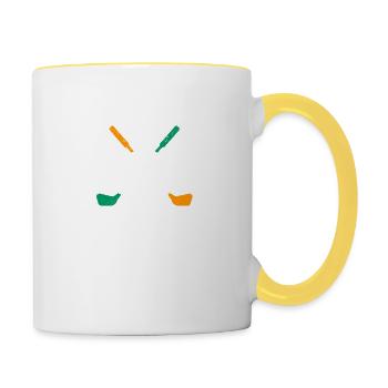 Irische amerikanische Flagge Golfspieler St. Paddy - Tasse zweifarbig - Weiß/Gelb - Rechts