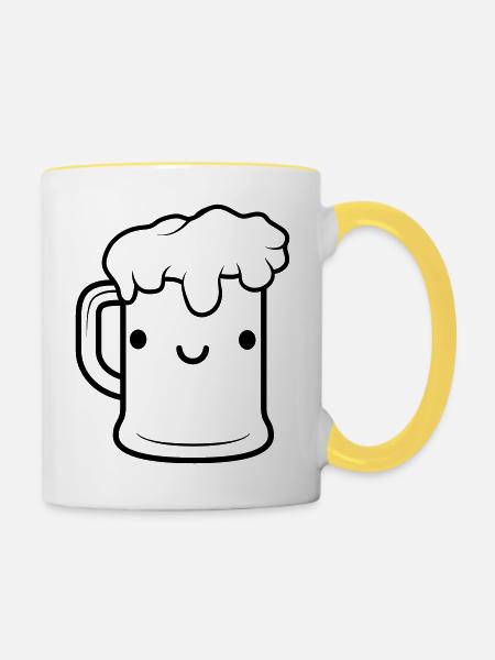 Süßes Bier Gesicht Maßkrug - Tasse zweifarbig - Weiß/Gelb