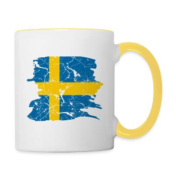 Schweden Flagge - Tasse zweifarbig - Weiß/Gelb - Rechts