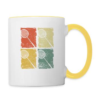 Raquette de badminton Badminton Rétro - Mug contrasté - blanc/jaune - Droite
