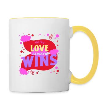Love always Wins - Tasse zweifarbig - Weiß/Gelb - Rechts