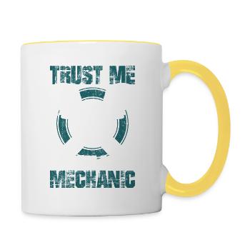 Croyez-moi, je suis un outil de garage d’atelier mécanicien - Mug contrasté - blanc/jaune - Droite