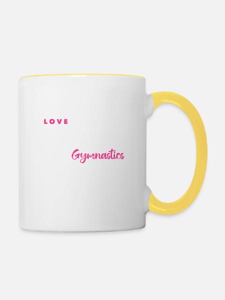 Sprung Boden Stufenbarren Balken Gymnastik Lustig - Tasse zweifarbig - Weiß/Gelb