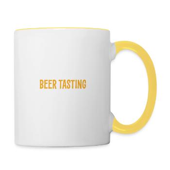 J’AI PEUT-ÊTRE L’IMPRESSION D’ÉCOUTER, MAIS DANS MA TÊTE, JE SUIS - Mug contrasté - blanc/jaune - Droite