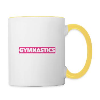 Manger du sommeil Gymnastique Répéter Drôle Gymnaste - Mug contrasté - blanc/jaune - Droite