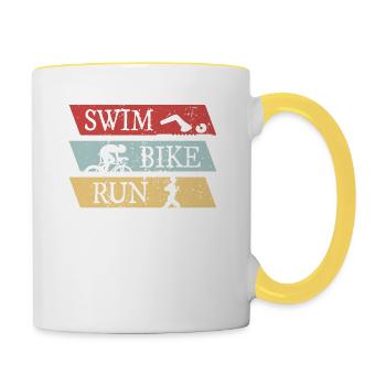 Swim Bike Run Triathlon - Tasse zweifarbig - Weiß/Gelb - Rechts