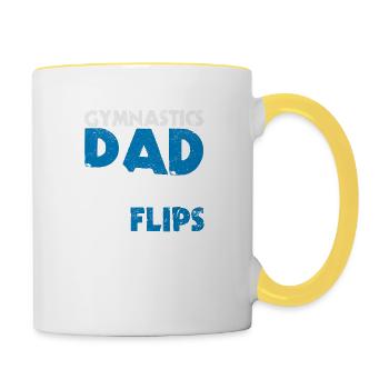 Gymnastics Dad She Flips I Pay Gymnast Daddy Father - Contrasting Mug - white/yellow - Right