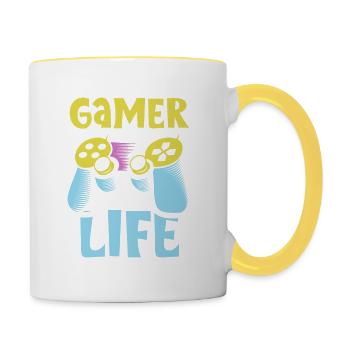 gamer life - Contrasting Mug - white/yellow - Right