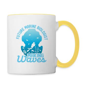 Future Marine Biologist Scientist Ocean Student - Contrasting Mug - white/yellow - Right