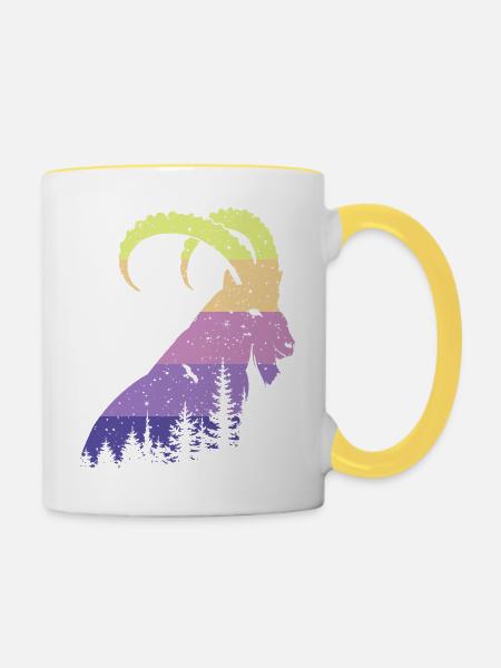 Steinbock - Tasse zweifarbig - Weiß/Gelb