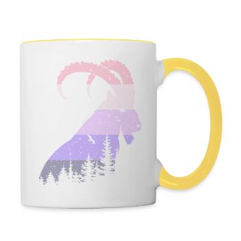 Steinbock - Tasse zweifarbig - Weiß/Gelb - Rechts
