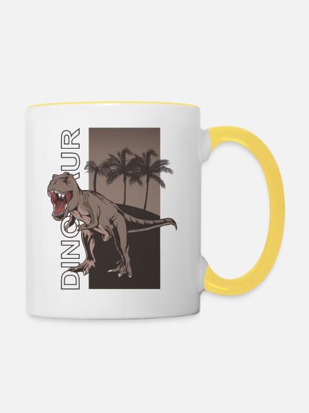 Dino Dinosaurs Dinosaur - Tasse zweifarbig - Weiß/Gelb