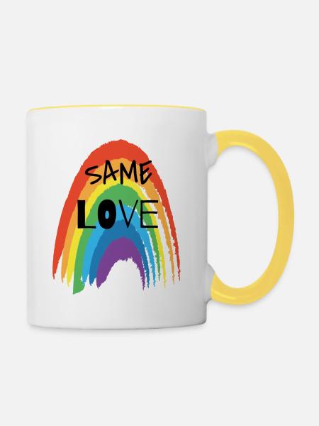 SAME LOVE - Tasse zweifarbig - Weiß/Gelb