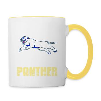 Vintage Panther Cat Lover T-Shirt Present Gift - Contrasting Mug - white/yellow - Right