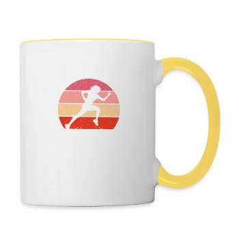 Leg dich nie mit einer Mama an, die zum Spaß - Tasse zweifarbig - Weiß/Gelb - Rechts
