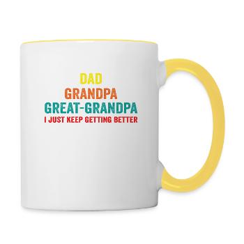 papa grand-père arrière-grand-père je continue à parier - Mug contrasté - blanc/jaune - Droite