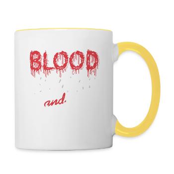 Sueur de sang et équipement T-shirt de cyclisme génial - Mug contrasté - blanc/jaune - Droite
