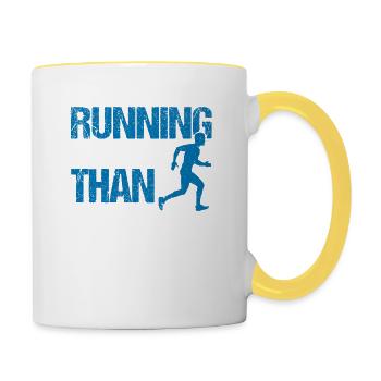 Funny jogging lovers runners Running is cheap - Contrasting Mug - white/yellow - Right