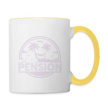Goodbye Tension Hello Pension Funny Retirement - Contrasting Mug - white/yellow - Right