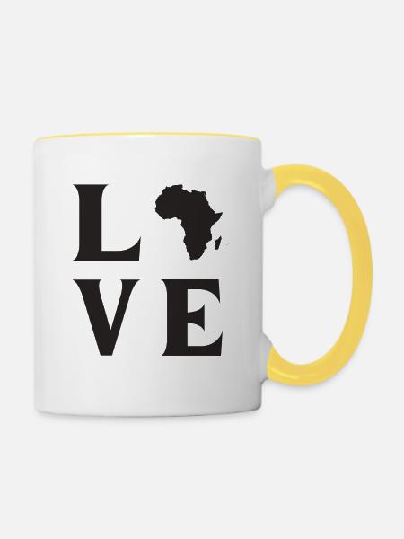 Love Afrika - Tasse zweifarbig - Weiß/Gelb