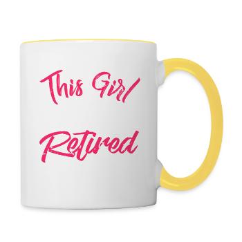 Cette fille vient de prendre sa retraite T-shirt de retraite - Mug contrasté - blanc/jaune - Droite