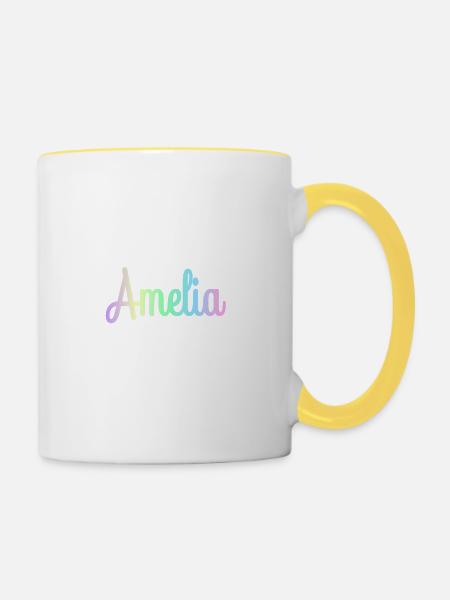 AMELIA Rainbow Minimalist Cursive - Tasse zweifarbig - Weiß/Gelb