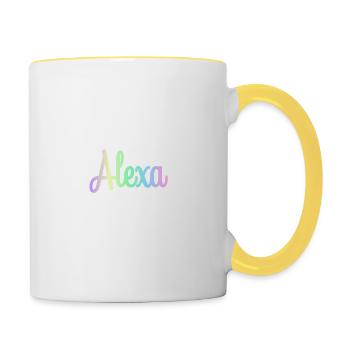 ALEXA Rainbow Minimalist Cursive - Contrasting Mug - white/yellow - Right