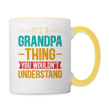 Opa Sache - Tasse zweifarbig - Weiß/Gelb - Rechts