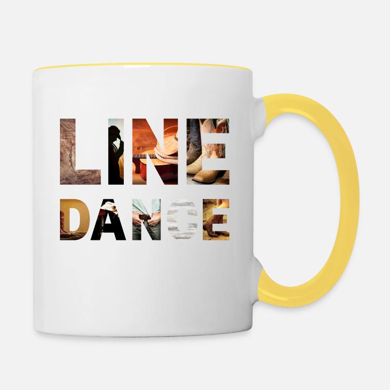 Buchstaben Line Dance - Tasse zweifarbig - Weiß/Gelb