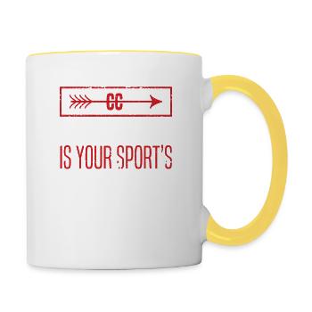 Funny Cross Country Unser Sport ist die Strafe für - Tasse zweifarbig - Weiß/Gelb - Rechts