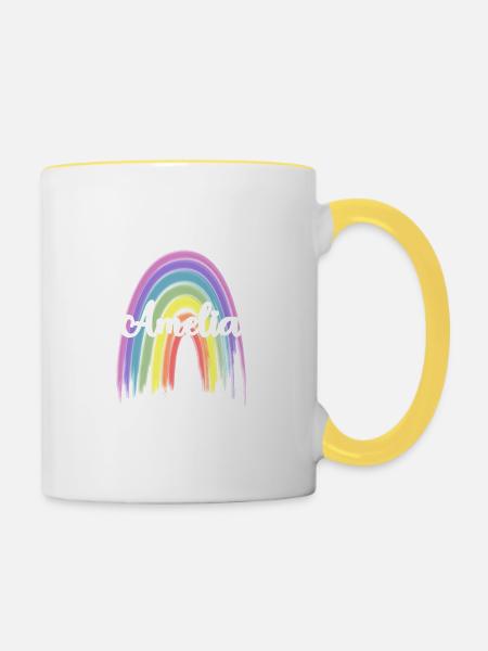 AMELIA Rainbow Cursive - Tasse zweifarbig - Weiß/Gelb