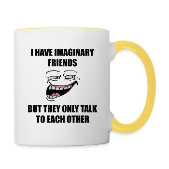Ich habe imaginäre Freunde - Tasse zweifarbig - Weiß/Gelb - Rechts
