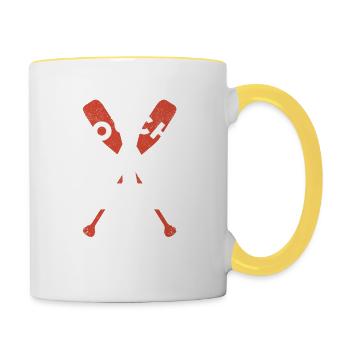 Self-deprecating arrow upwards Funny canoe - Contrasting Mug - white/yellow - Right