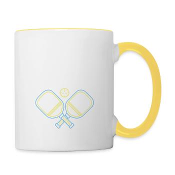 Outdoor Gartenspiel Lustiges Pickleball Design mit - Tasse zweifarbig - Weiß/Gelb - Rechts