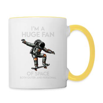 Großer Fan des Weltraums sowohl äußere persönliche Astronauten - Tasse zweifarbig - Weiß/Gelb - Rechts