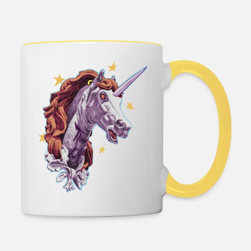 La vie difficile d’une licorne - Mug contrasté - blanc/jaune