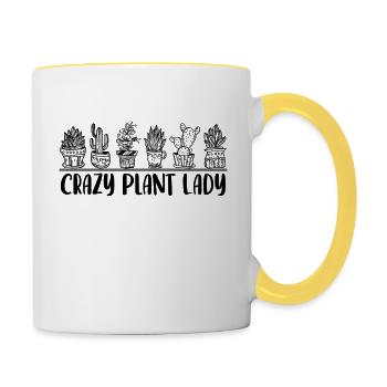 Crazy Plant Lady Funny House Plant Gardening - Contrasting Mug - white/yellow - Right