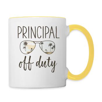 Directeur hors service Drôle Dernier jour d’école - Mug contrasté - blanc/jaune - Droite