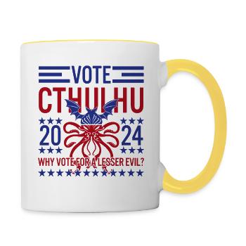 Vote Cthulhu 2024 Drôle d’élection Cadeau lovecraftien - Mug contrasté - blanc/jaune - Droite