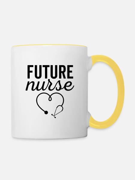 Zukünftige Krankenschwester - Tasse zweifarbig - Weiß/Gelb