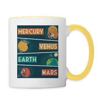 Solar System Planets Outer Space Science - Contrasting Mug - white/yellow - Right