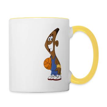 je peux jouer - cadeau fan de basketball - Mug contrasté - blanc/jaune - Droite