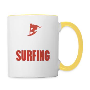 Surfing Fills Your Soul Awesome Surfing T-Shirt - Tasse zweifarbig - Weiß/Gelb - Rechts