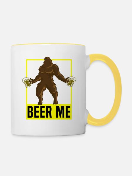 Bier mich - Tasse zweifarbig - Weiß/Gelb