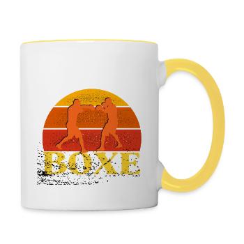 Vintage Boxing - Boxer Geschenkidee - Tasse zweifarbig - Weiß/Gelb - Rechts