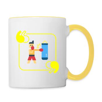 Boxing Pixel - Boxer Geschenkidee - Tasse zweifarbig - Weiß/Gelb - Rechts