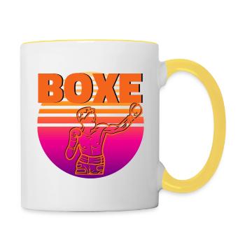 Vintage Boxing - Boxer Geschenkidee - Tasse zweifarbig - Weiß/Gelb - Rechts